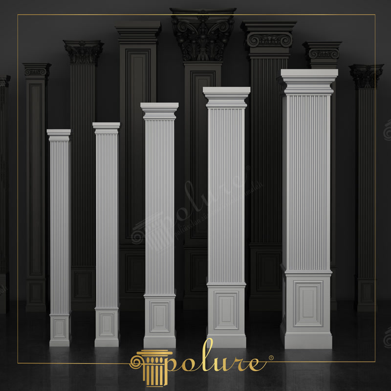 Studio Product Render of White Fluted Doric Pilasters
