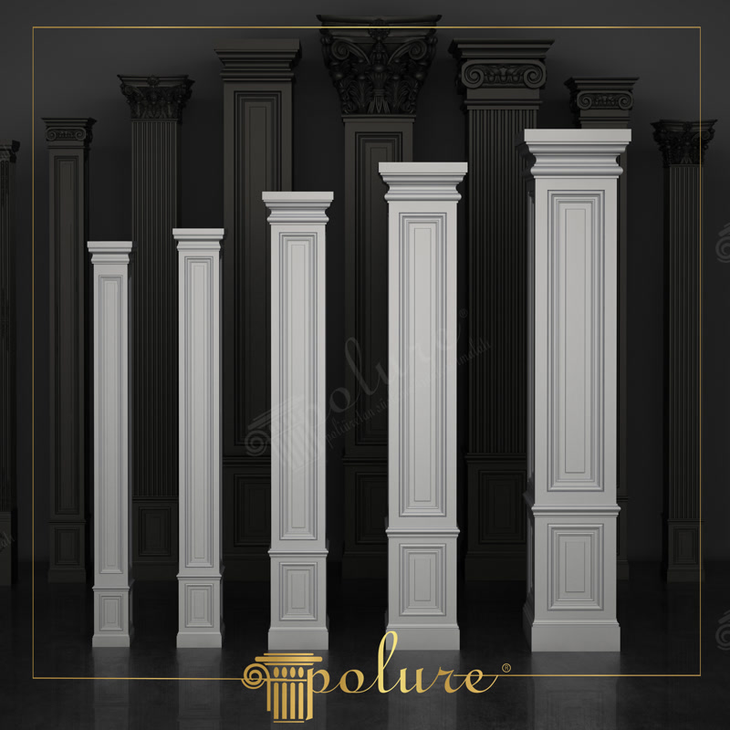 Studio Product Render of White Recessed Panel Doric Pilasters