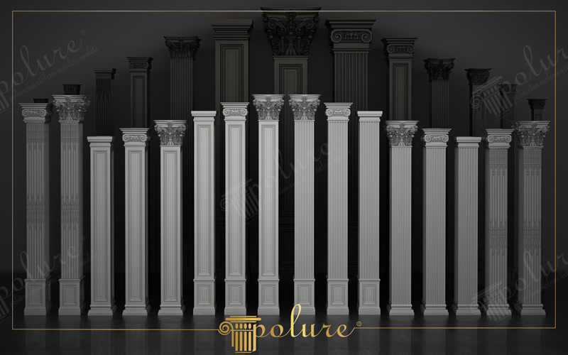 Studio Product Render of White Decorative Pilasters Lineup