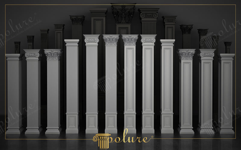 Studio Product Render of White Decorative Pilaster Columns