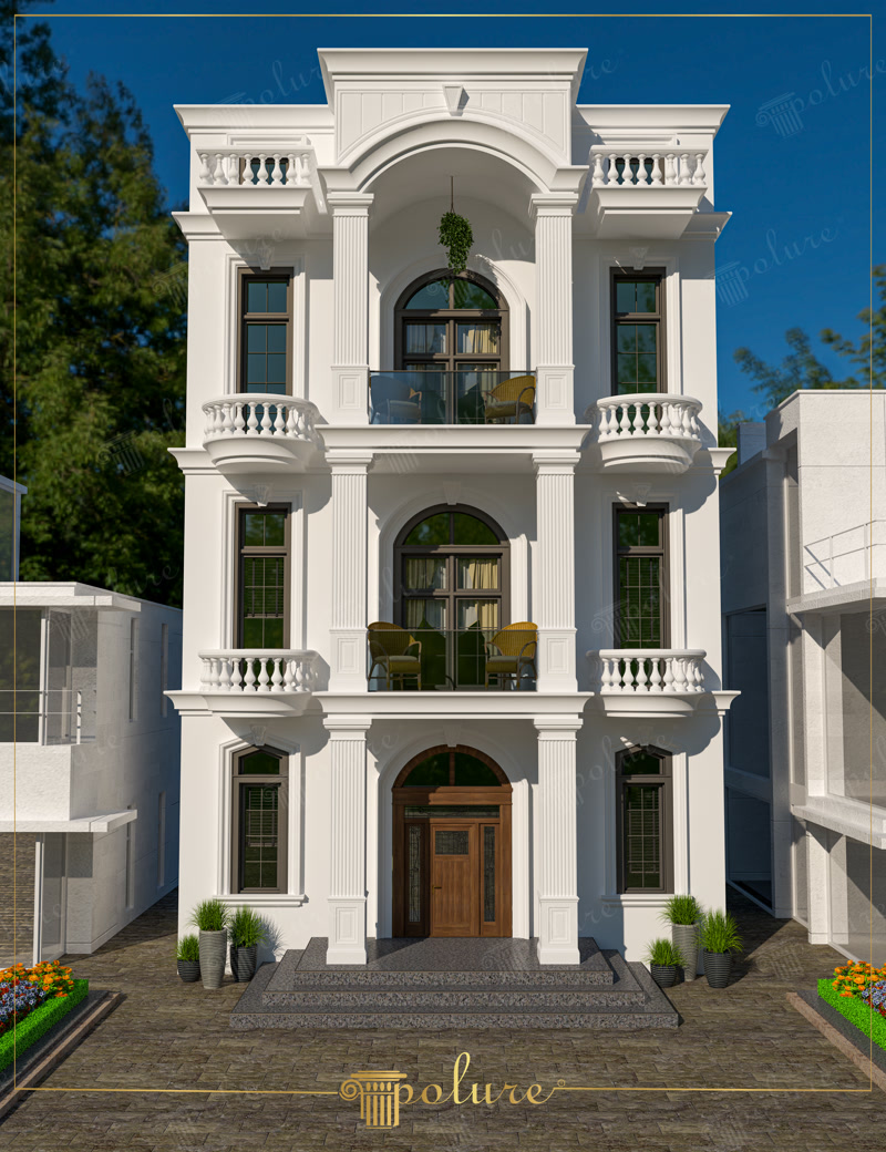 Front Exterior Photo of Three Story Neoclassic Townhouse