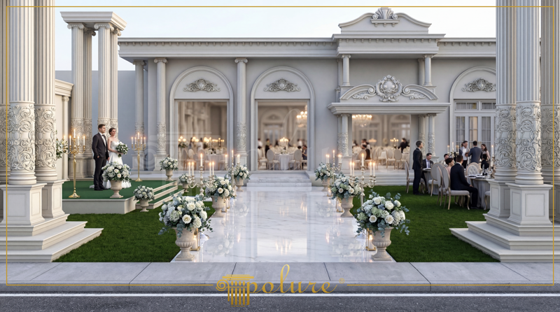 Front View Photo of Neoclassic Wedding Venue with Aisle