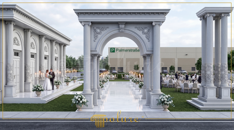 Front View Photo of Wedding Triumphal Arch Entrance Portal