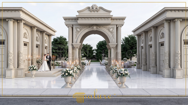 Front View Photo of Symmetrical Wedding Venue Entrance