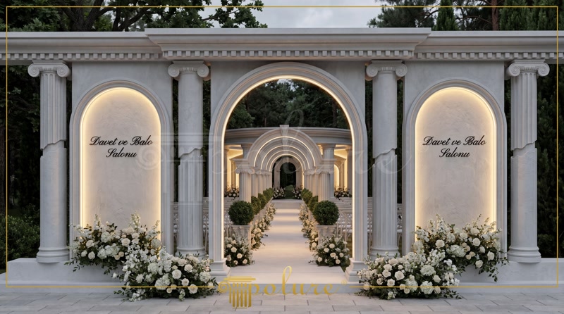 Front View Photo of Davet ve Balo Salonu Arched Aisle Passage