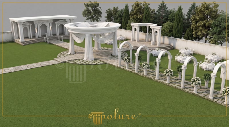 Aerial Bird Eye View Photo of Outdoor Wedding Garden Layout