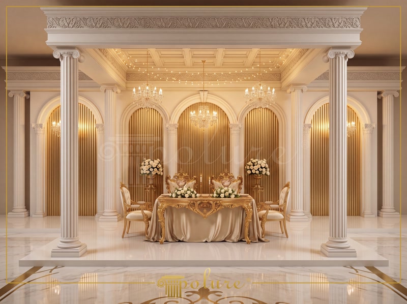 Front View Photo of Gold Wedding Head Table Pavilion