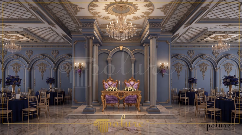 Front View Photo of Royal Blue Neoclassic Wedding Hall