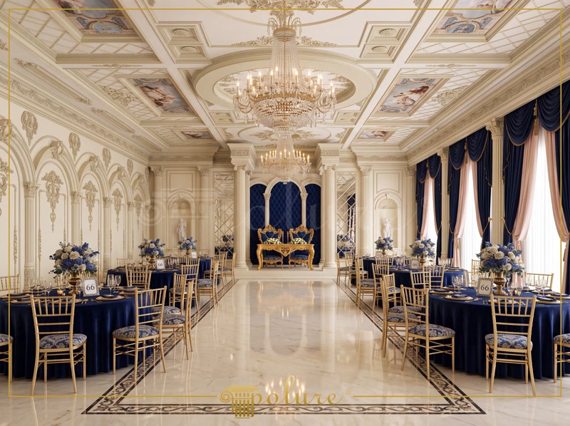 Perspective Aisle Photo of Neoclassic Wedding Hall with Fresco