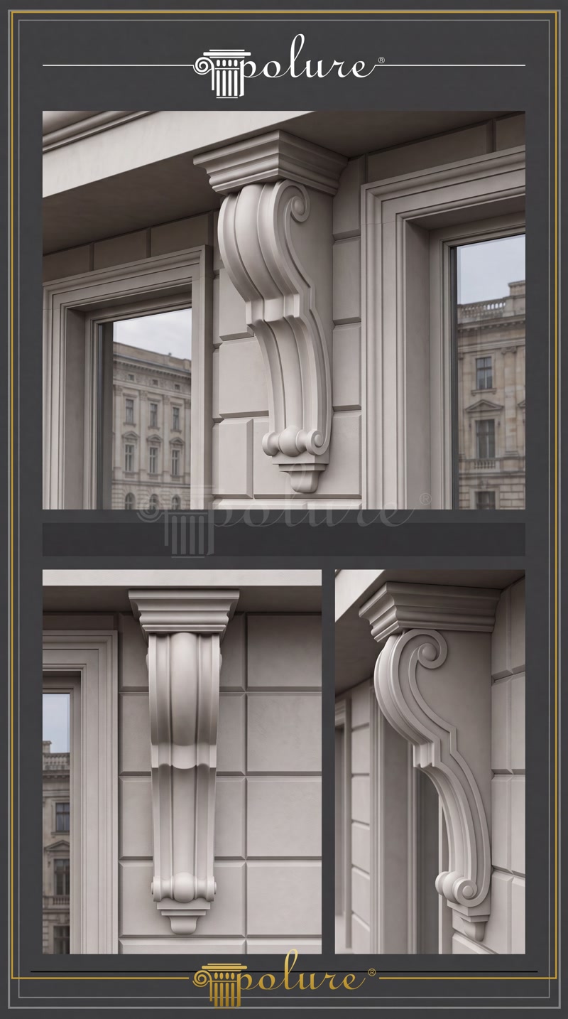 Three View Collage Photo of White Facade Corbel Bracket
