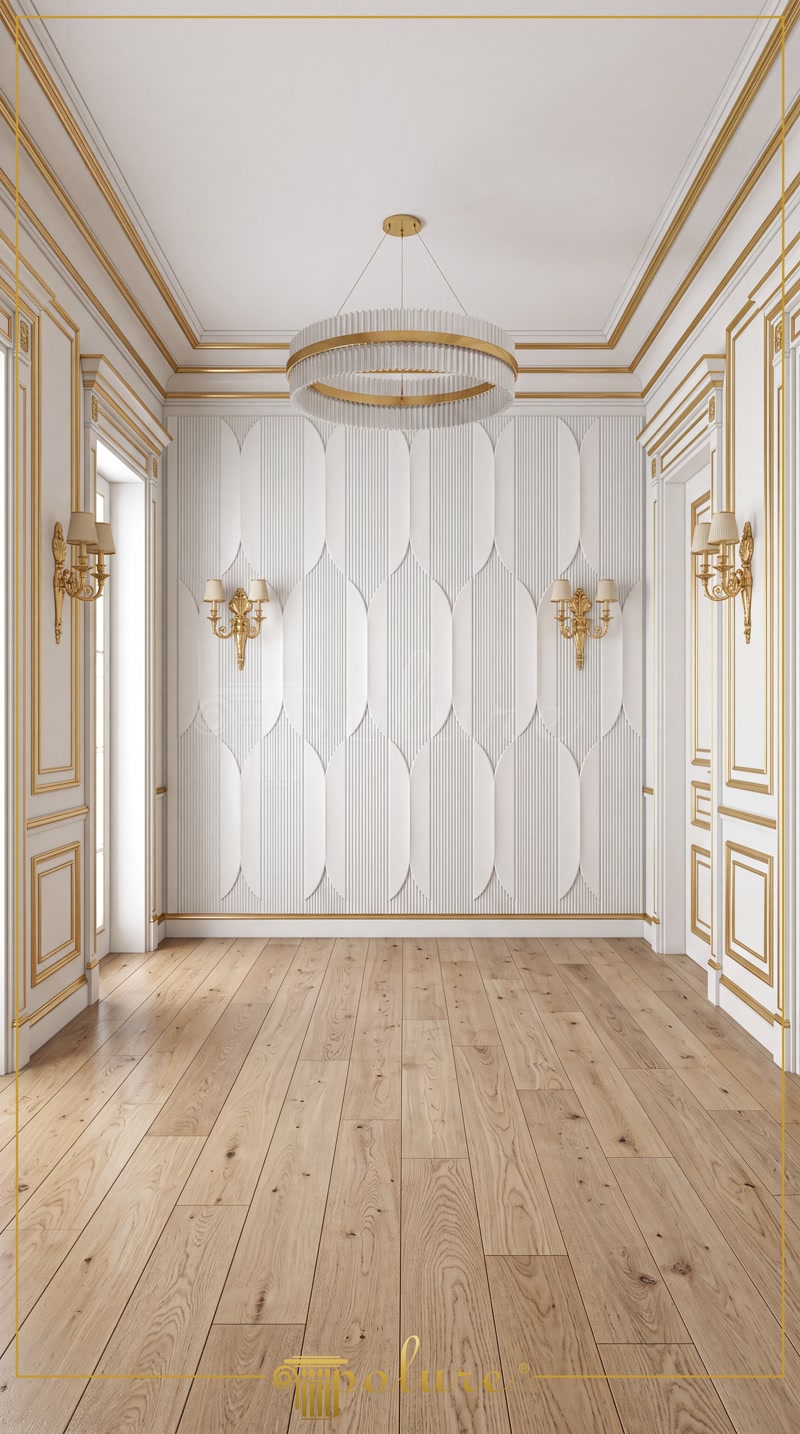 Front View Photo of White Foyer Hallway with 3D Wall