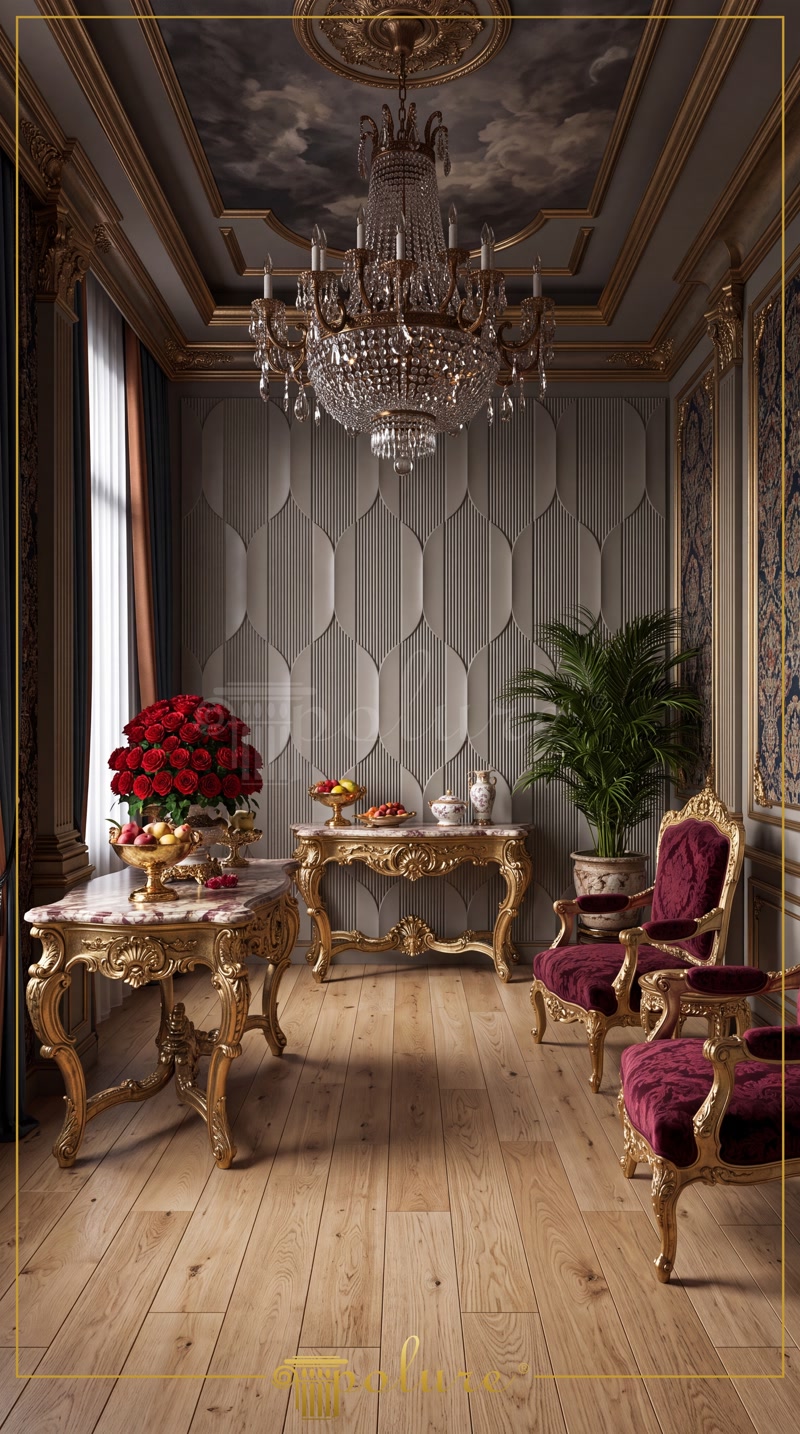 Front View Photo of Grey Salon Dining Nook with Red Roses