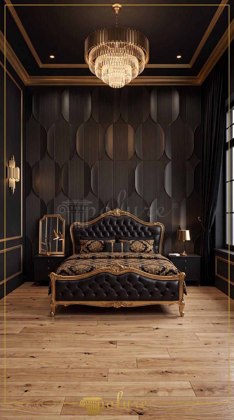 Front View Photo of Matte Black Master Bedroom Suite