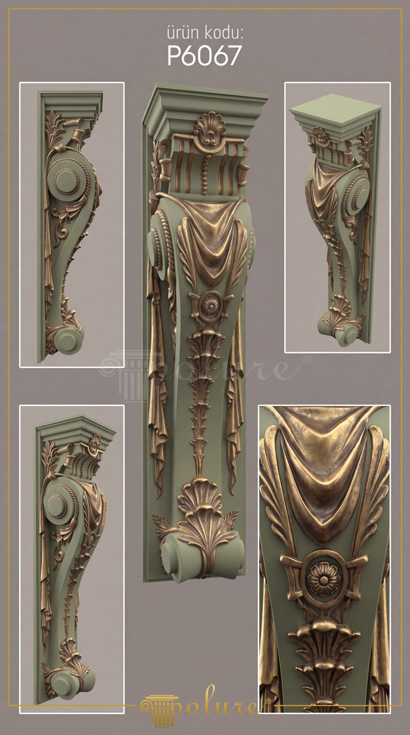 Five View Collage Photo of Sage Green Corbel Bracket P6067