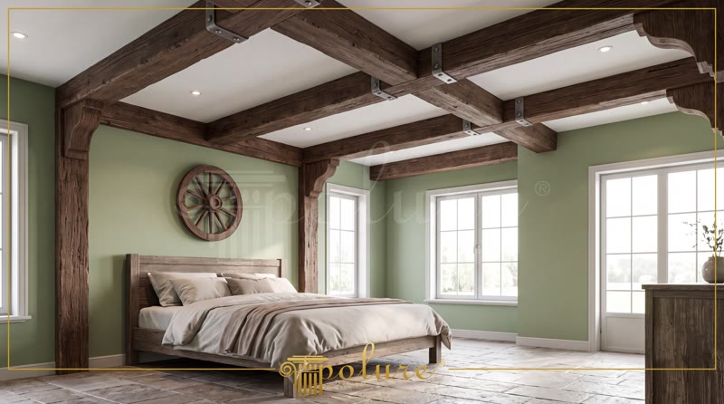Front View Photo of White Neoclassic Attic Bedroom