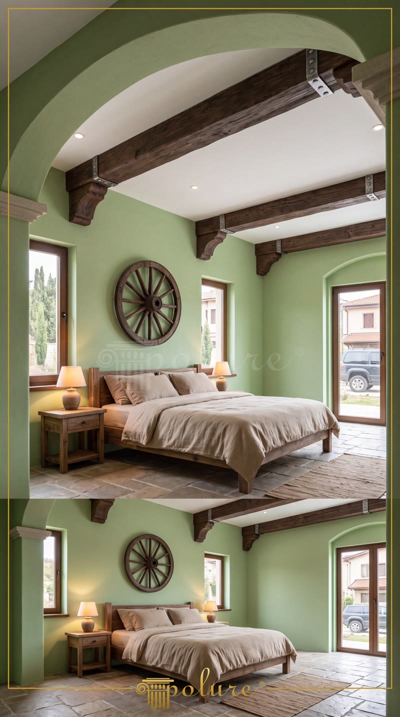Oblique Photo of Dark Gothic Attic Suite with Rose Window