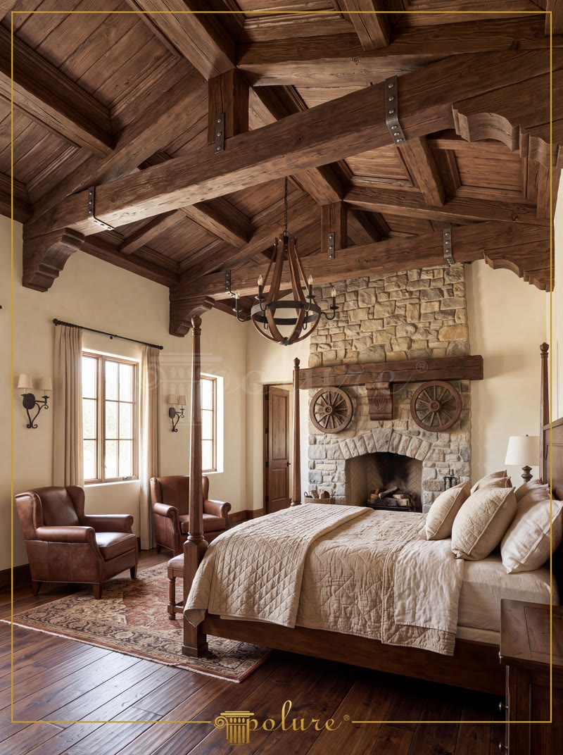 Front View Photo of White Brick Chalet Master Suite