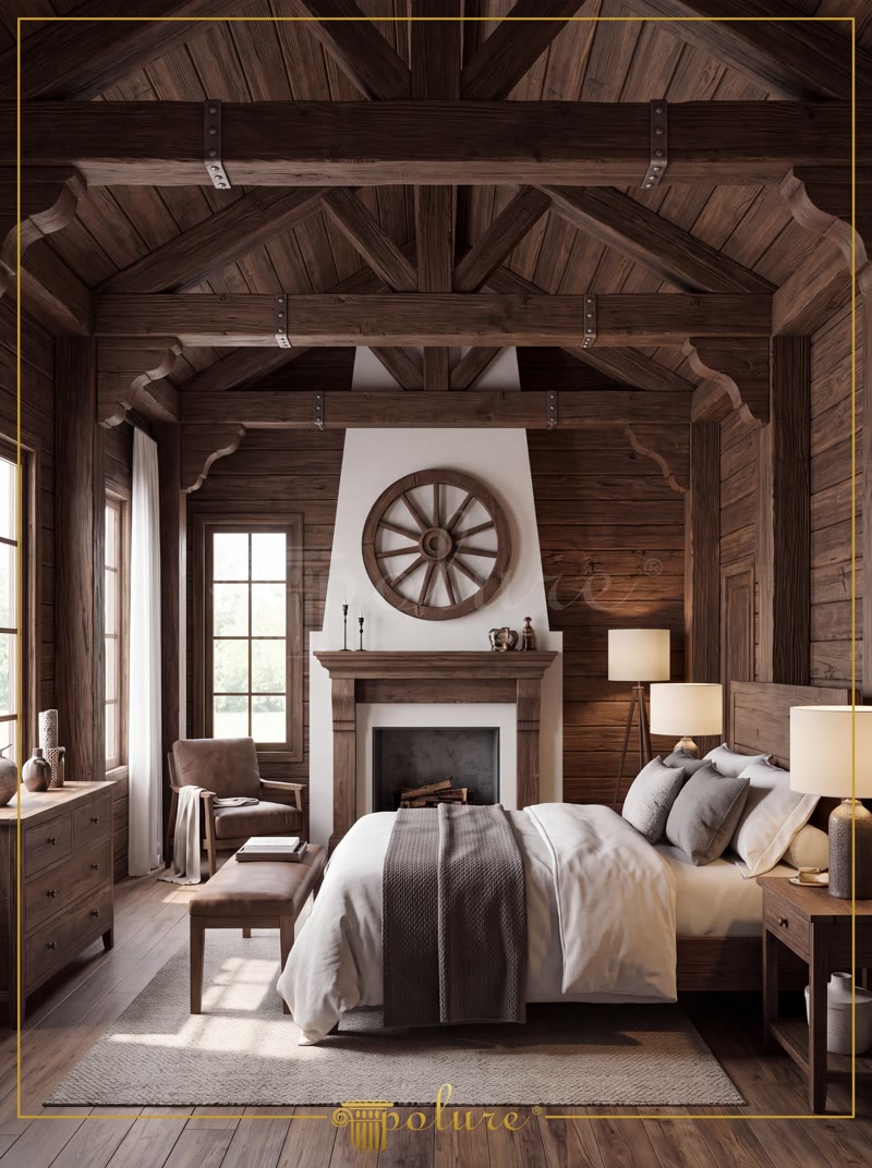 Front View Photo of Twin Bed Attic Chalet Bedroom