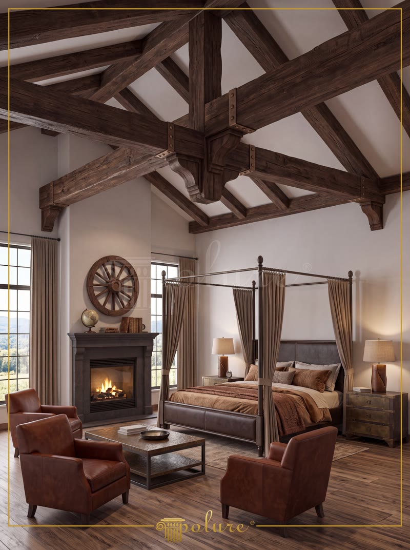 Polyurethane Timber Beams and Rustic Truss Ceiling Decoration