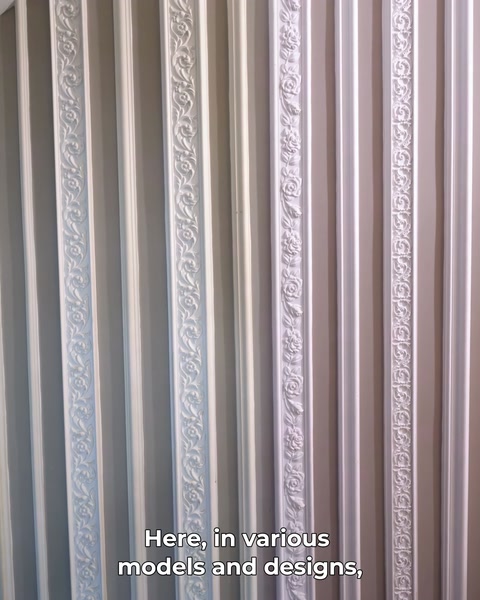 Several slim geometric and floral border profiles appear installed vertically