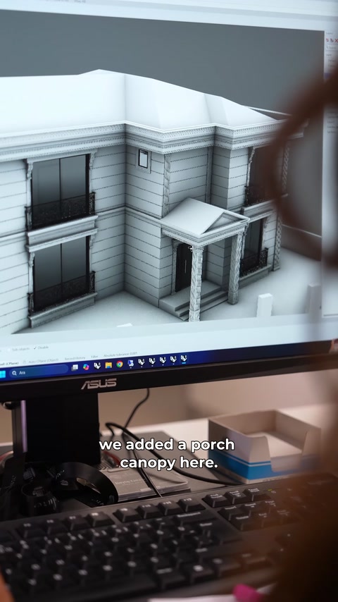 Le design 3D ajoute un auvent en saillie à la façade