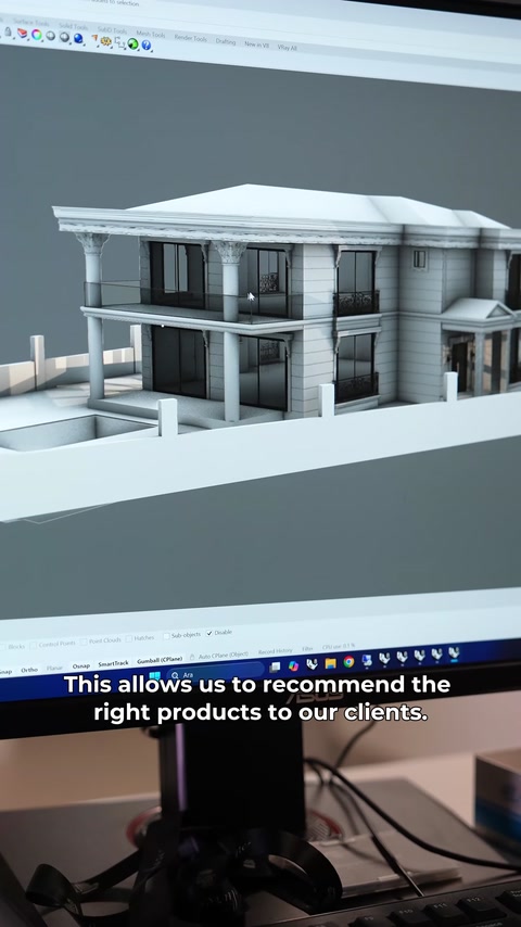 La vue 3D finale présente le design coordonné de la façade