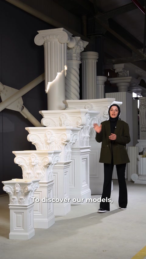 Polyurethane Column Capitals in Five Sizes: 20-60 cm Width Options