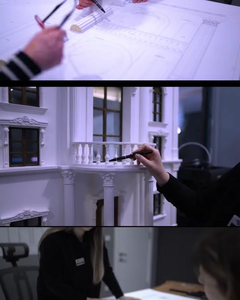 Ruka ukazuje na detalj balustre balkona na crtežu fasade
