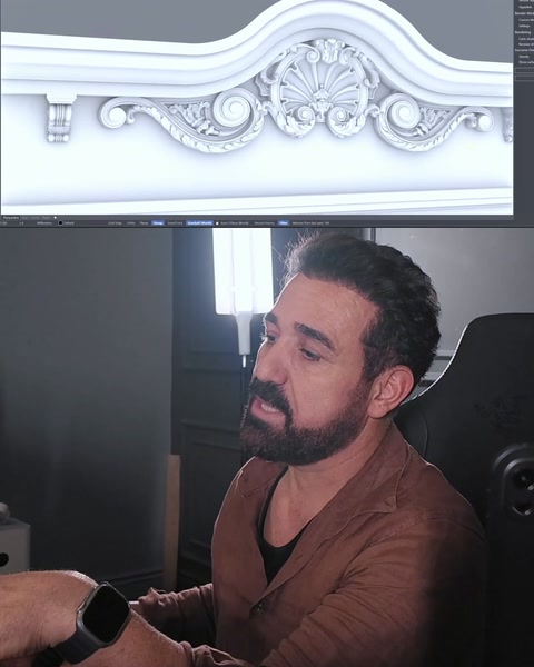 Detail krčení s centrálním motivem ulity