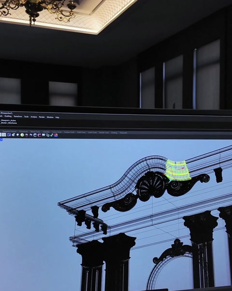 CAD čárkový výkres zobrazuje konzoly a profil krčení v ručním režimu