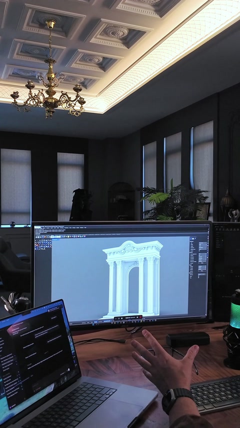 Η 3D οθόνη εμφανίζει το πλήρες σχεδιασμό τοξωτής πύλης εισόδου πριν από την κατασκευή