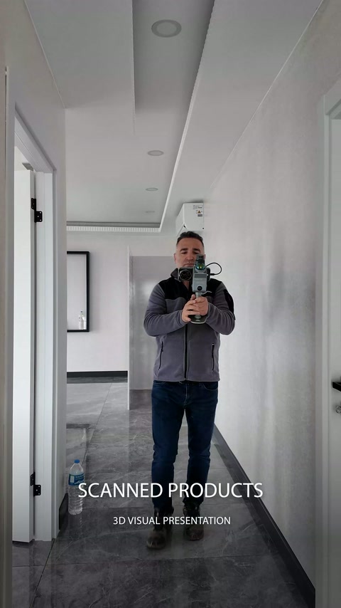 Le technicien scanne le couloir étroit et les surfaces murales environnantes.