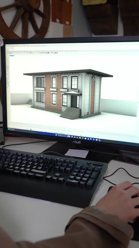 Le modèle tridimensionnel de la villa montre le design de façade proposé