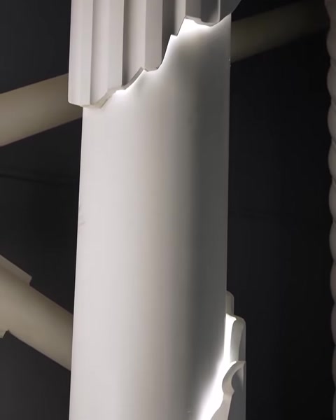 Cylindrical polyurethane column edge lit by integrated LED strip