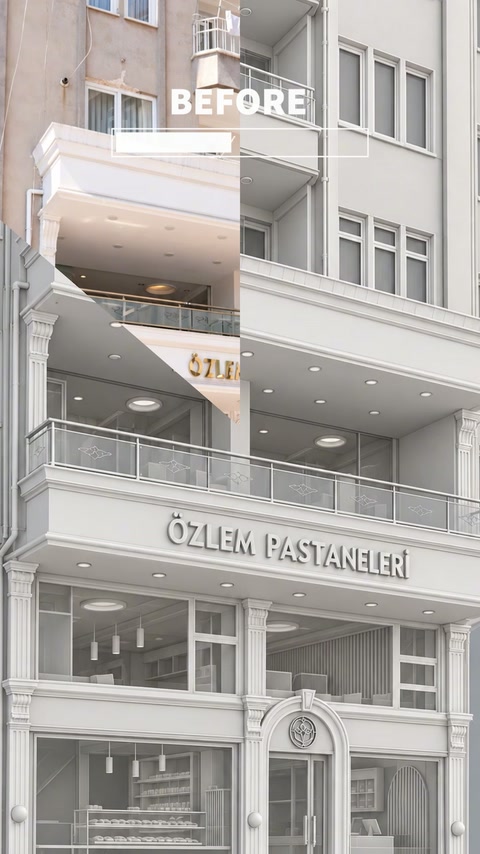 Obyčejná vícepatrová komerční vnější stěna před dekorativní detailní úpravou