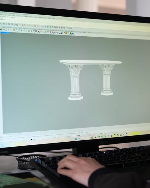 3D компютърен проект на полиуретанова сватбена маса с колони