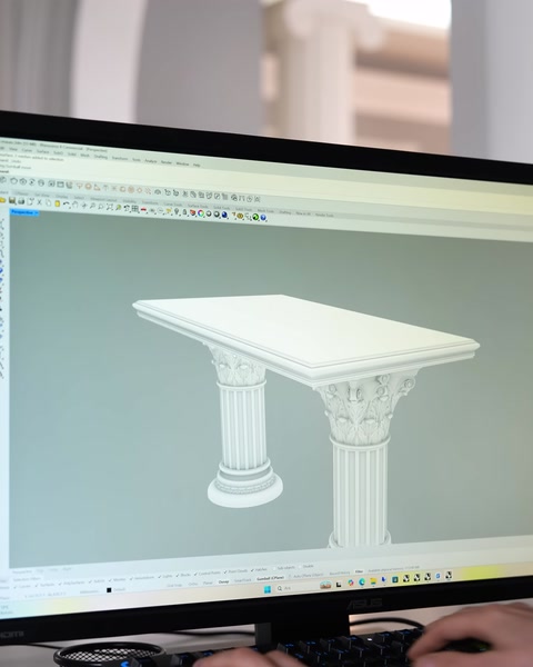 Завършен 3D модел на сватбена маса с плот и крака