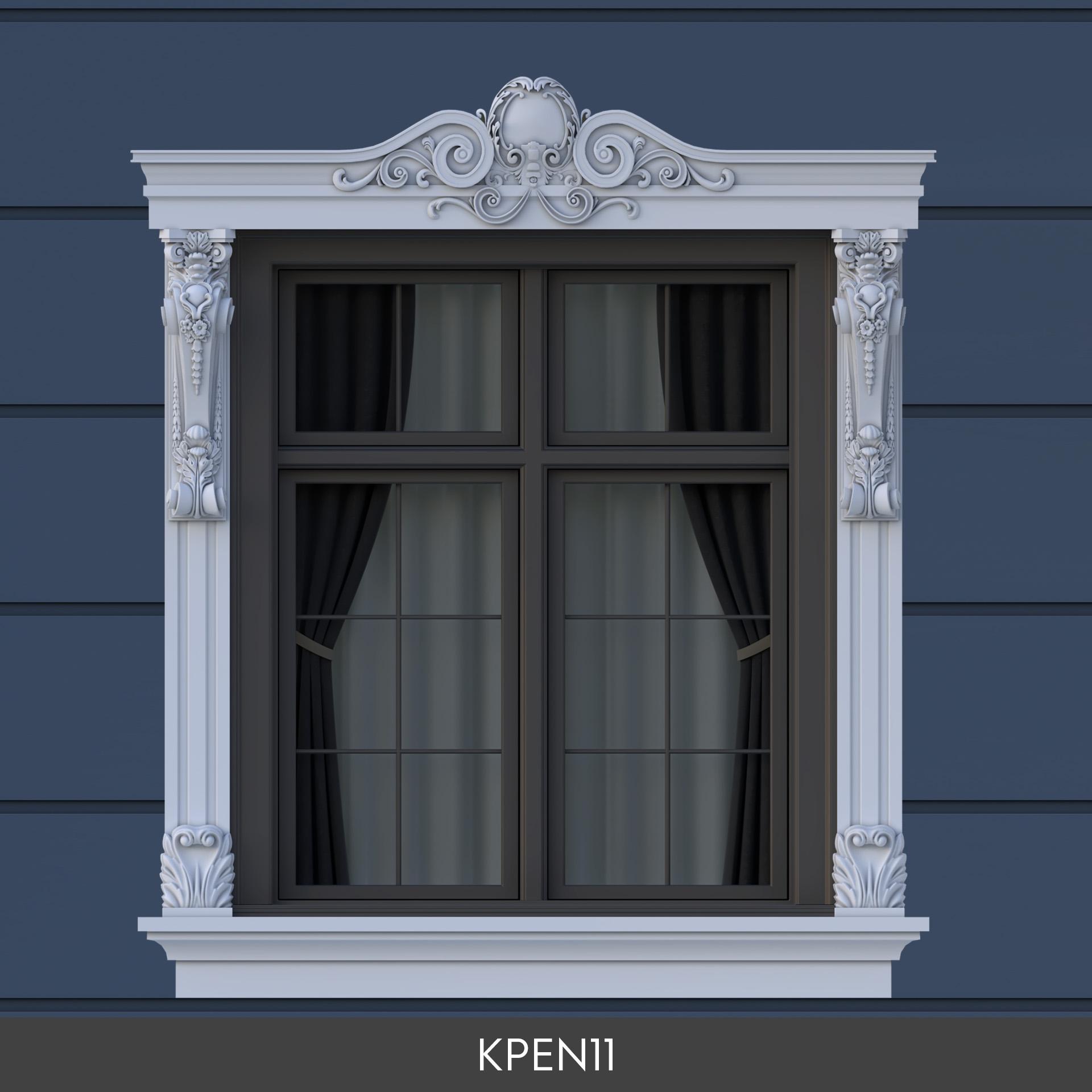 Ornate Polyurethane Window Pediment and Surround Frame