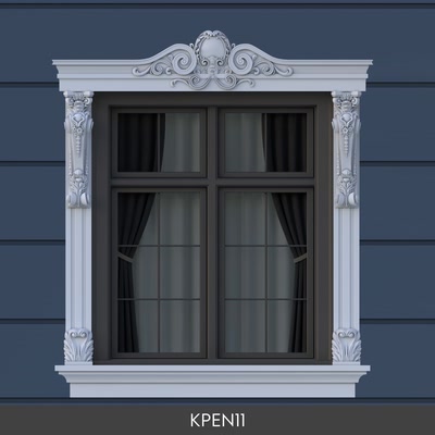 Ornate Polyurethane Window Pediment and Surround Frame