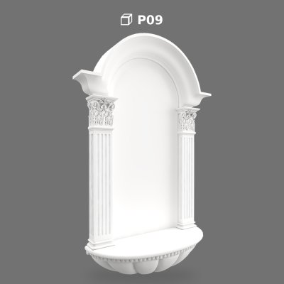 Poliüretan Arched Wall Niche with Corinthian Columns