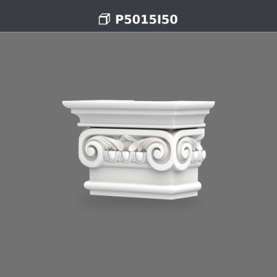 Polyurethane Ionic Pilaster Capital, 11x21x15 cm