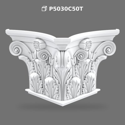 Poliüretan Corinthian Pilaster Column Capital Decor