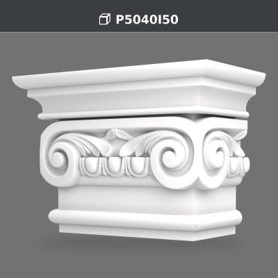 P5040I50 Polyurethane decorative material Pilaster Ionic Capital 30x60x41 cm, product photo
