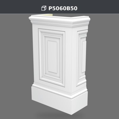 P5060B50 Polyurethane Decorative Material Pilaster Column Base 33x66x109 cm, product photo