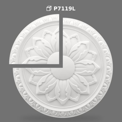 Poliüretan Decorative Ceiling Medallion with Classic Floral Relief