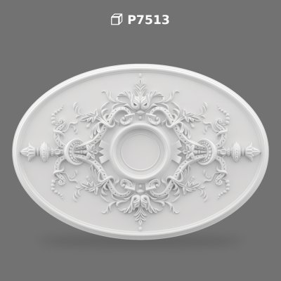 Polyurethane Oval Ceiling Medallion Classic Rose Design
