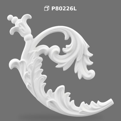 Decorative Polyurethane Scroll Ornament with Classic Leaf Relief