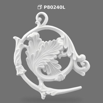 Polyurethane Decorative Leaf Motif Carved Ornament Model