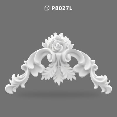 Poliüretan Classic Carved Floral Pediment Ornament