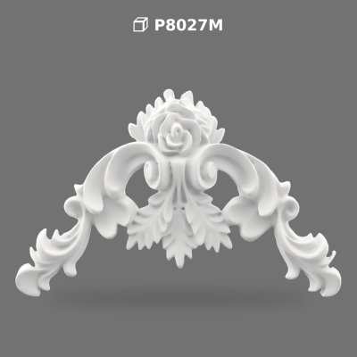 Polyurethane Classical Rose Pediment Wall Decoration